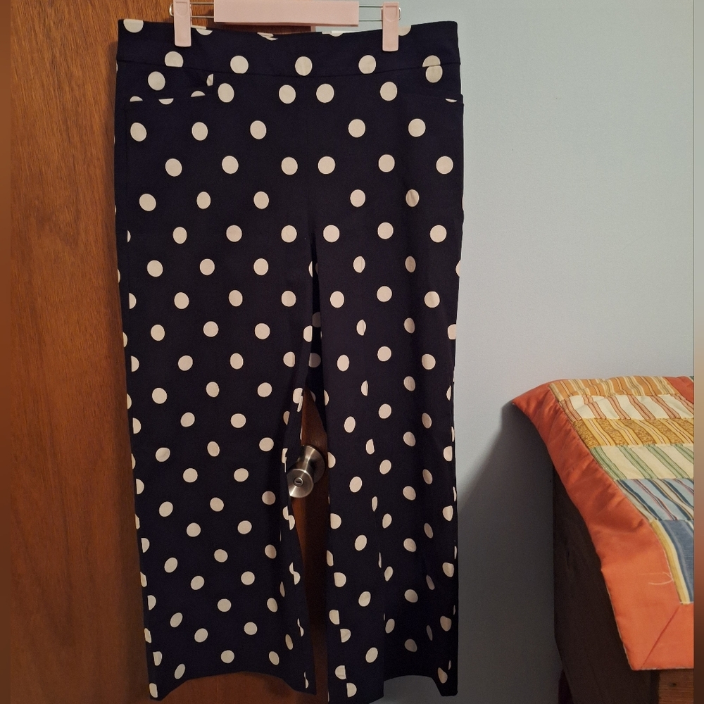 Chico's NWT Women's Black And Tan Polka Dot Wide-Leg Pants Size 12
